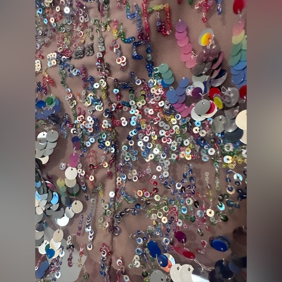 Milly LIKE NEW Kristina Confetti rainbow sequin blingy scallop hem mini skirt -6 - Picture 11 of 16